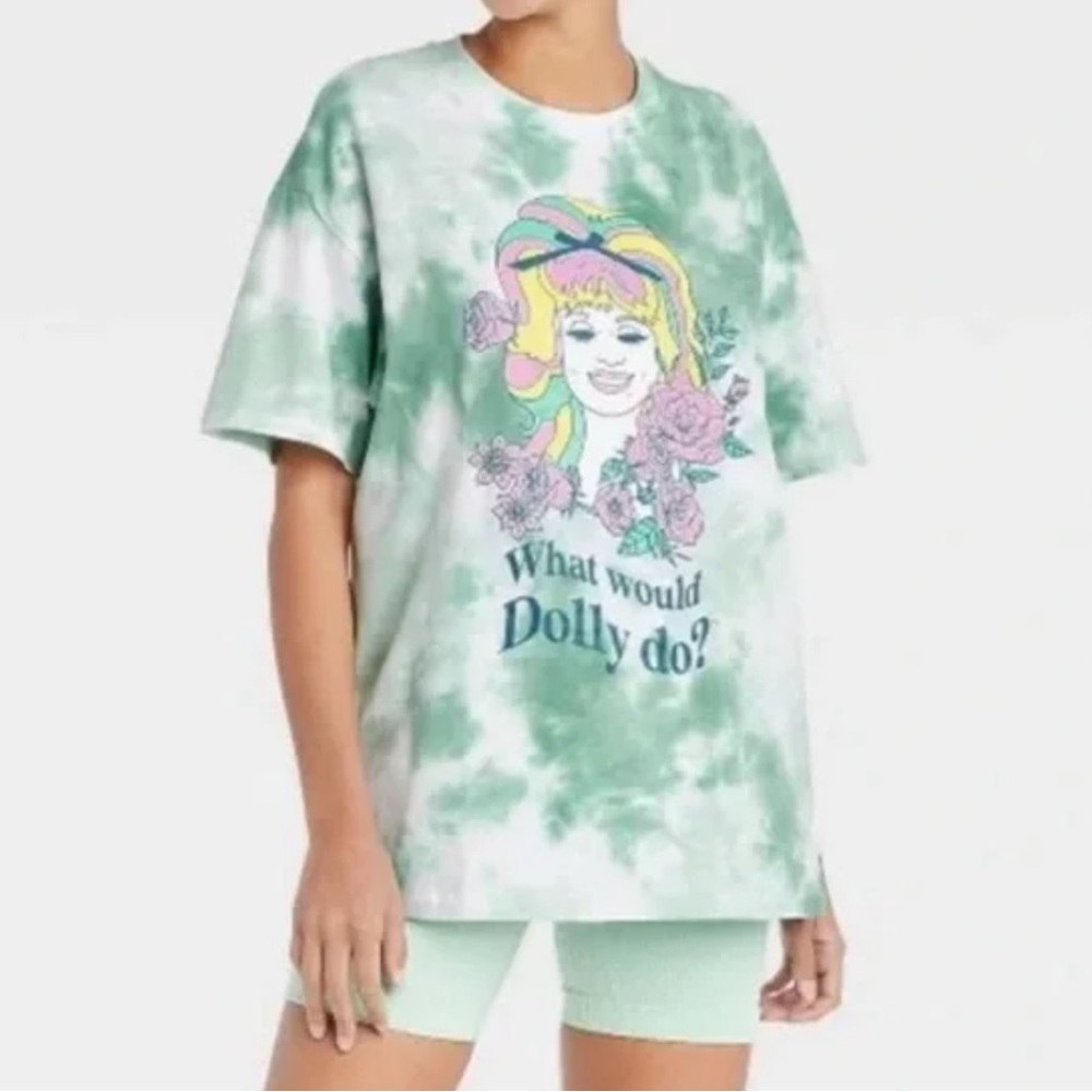 Green Tie-Dye “What Would Dolly Do” T-Shirt-XS